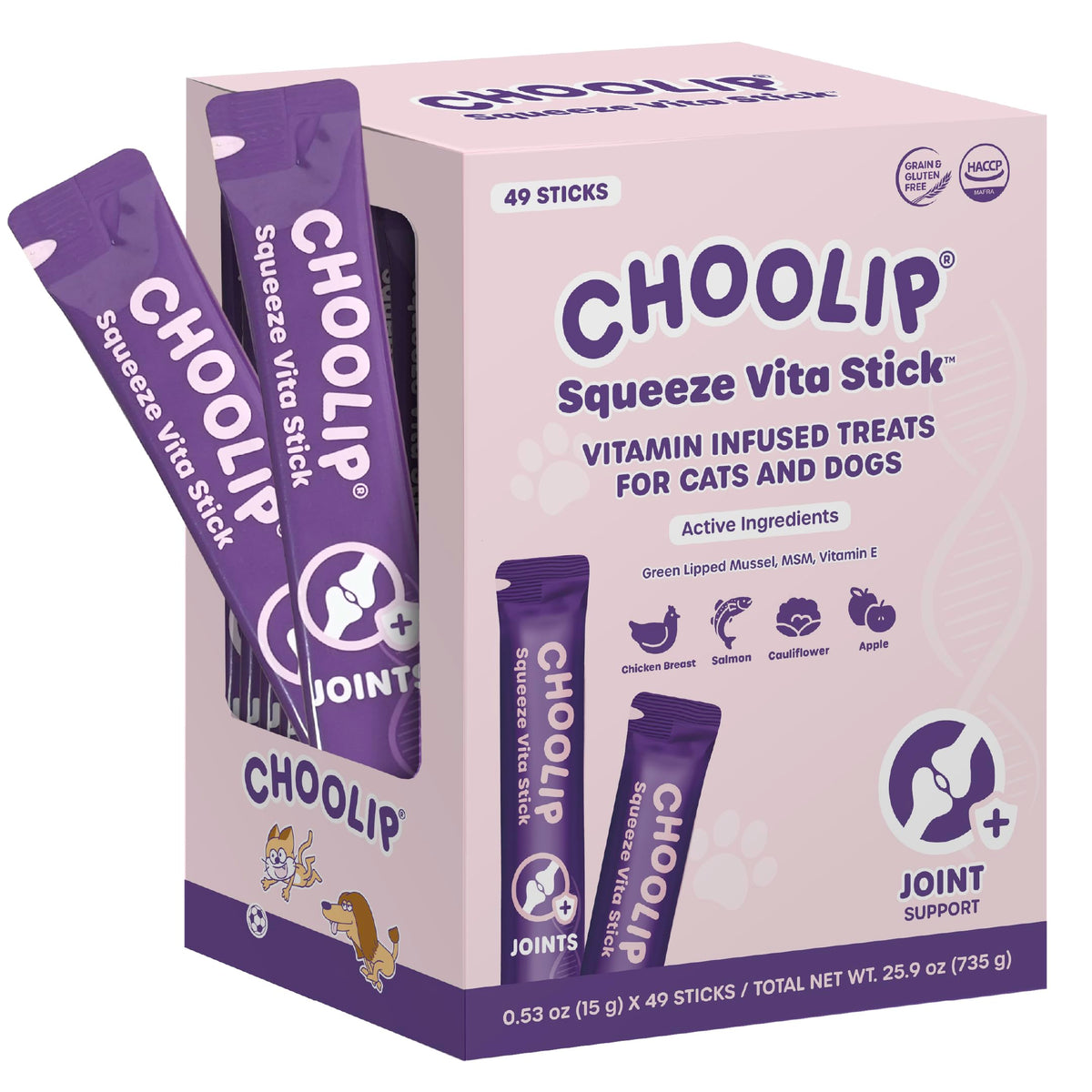 Choolip Squeeze Vita Stick – emballage pratique pour chats et chiens.