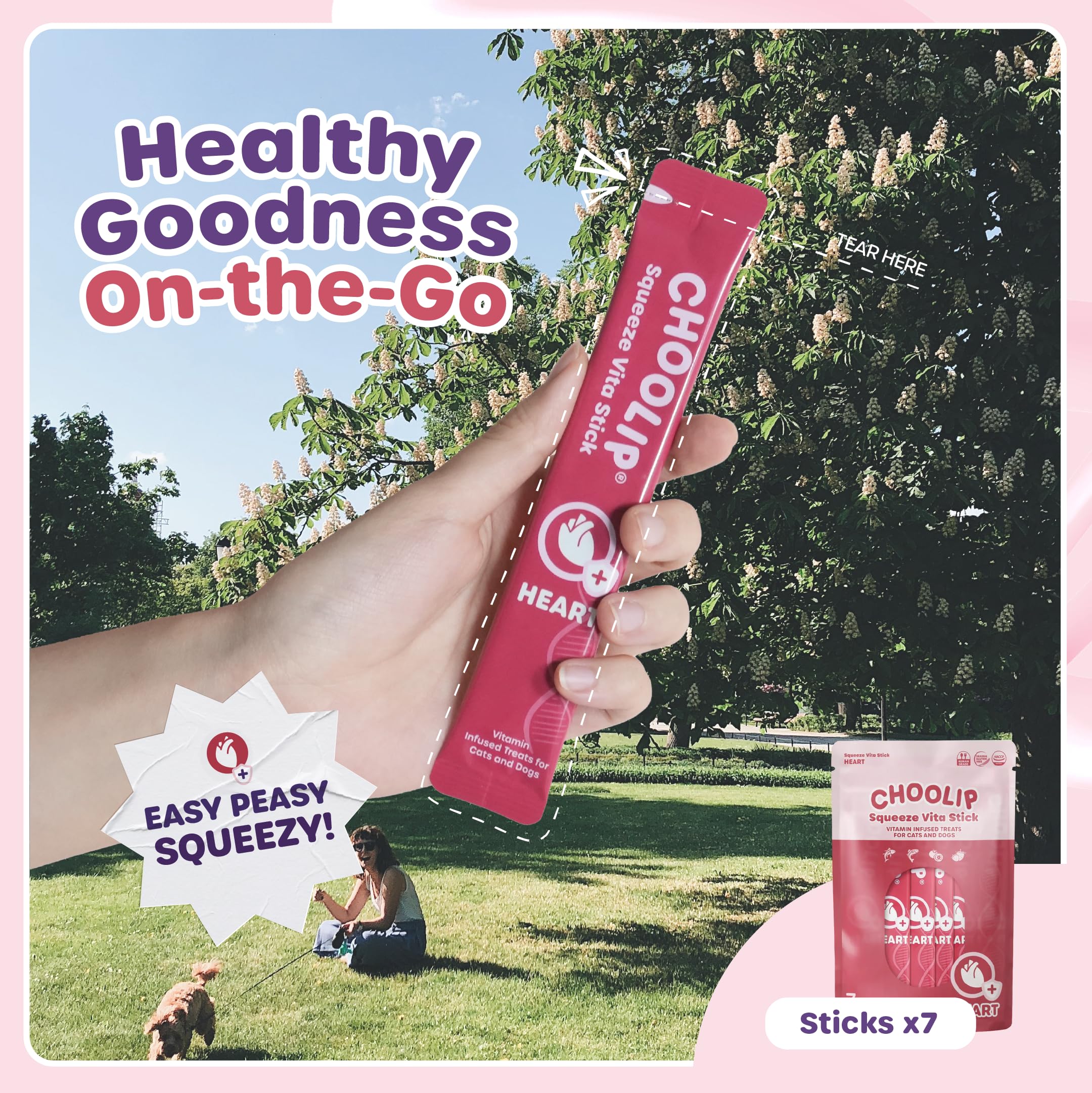 Choolip Squeeze Vita Stick – ingrédients riches en protéines pour récompense savoureuse.