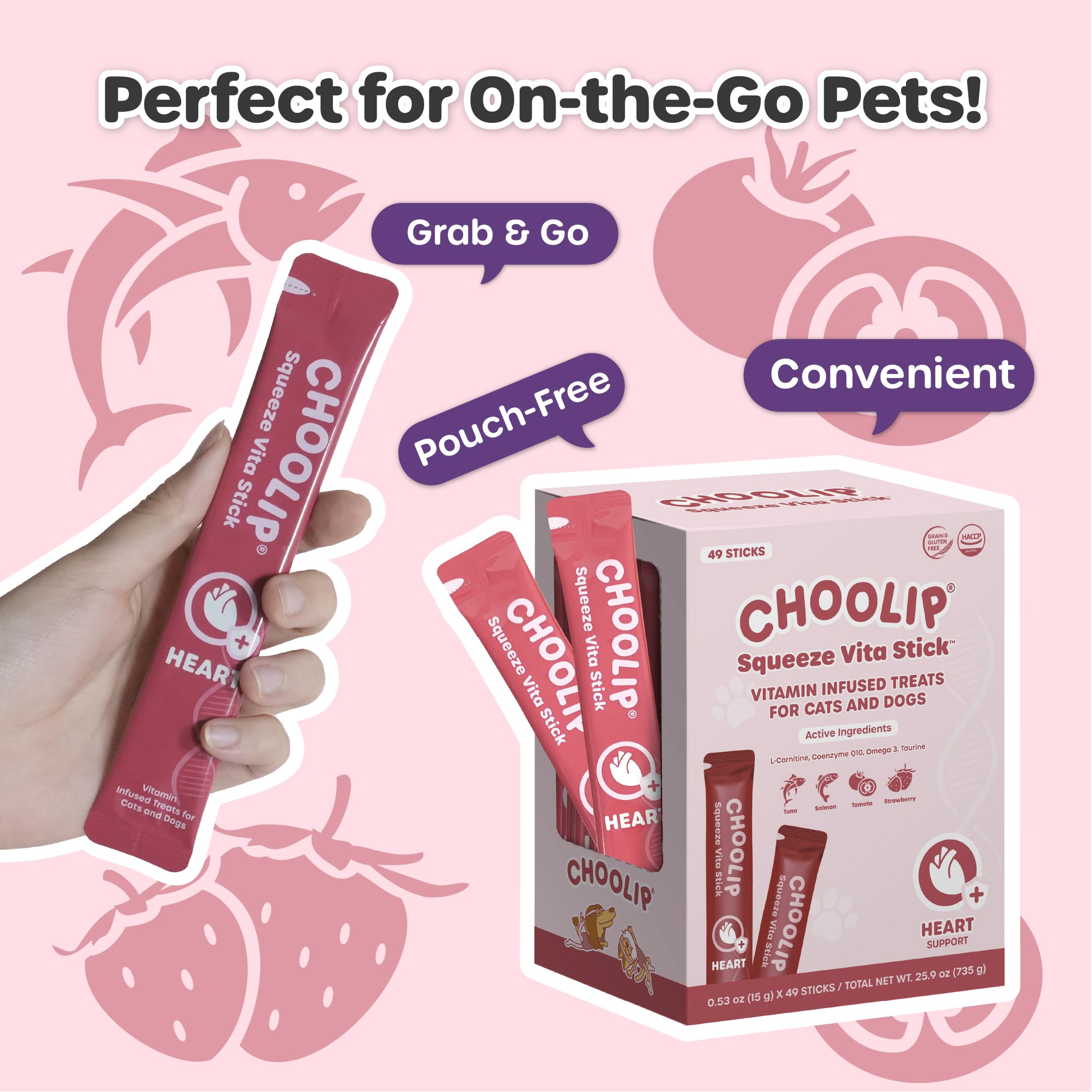 Choolip Squeeze Vita Stick – purée saumon : protéines riches pour animaux.