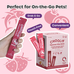 Choolip Squeeze Vita Stick – purée saumon : protéines riches pour animaux.