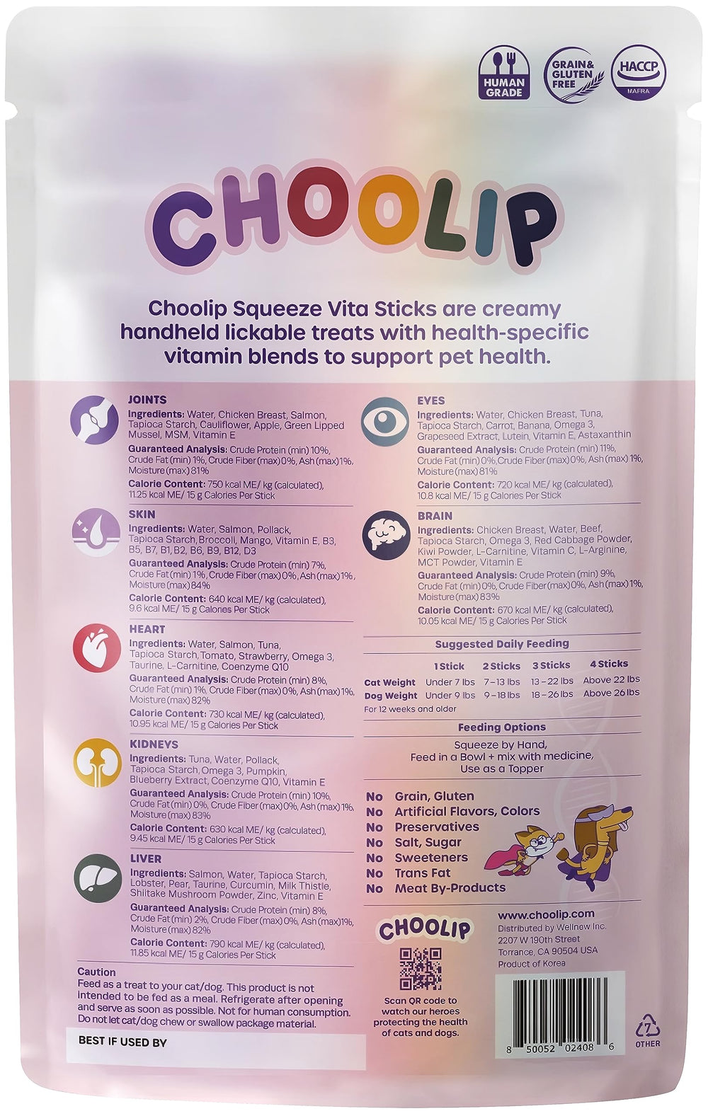 Choolip Squeeze Vita Stick sept-saveurs fonctionnelles pour articulations et peau.