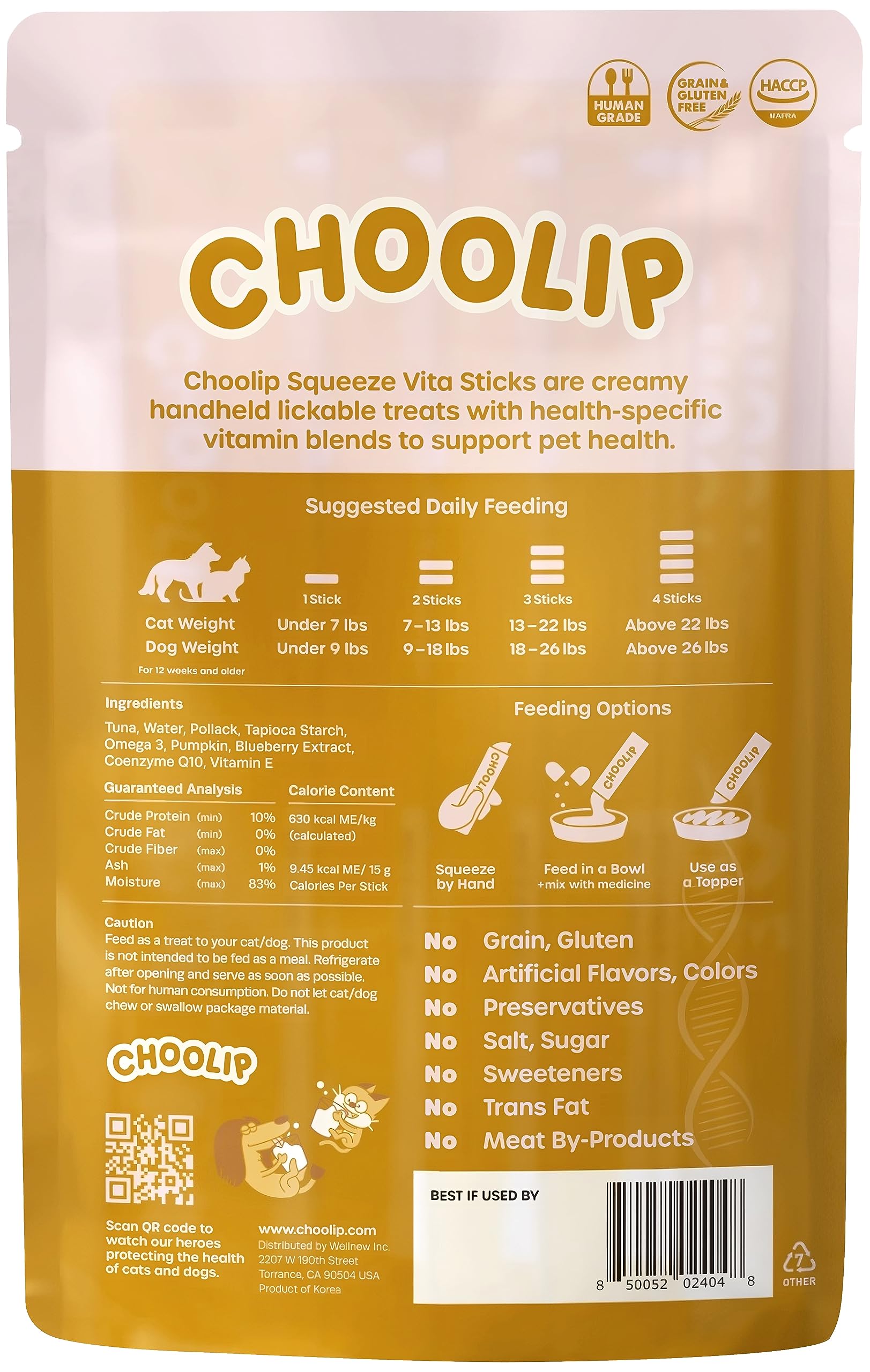 Choolip Squeeze Vita Stick usage pratique, à donner directement ou sur croquettes.