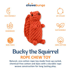 Bucky, noeud tressé Chowabunga en coton recyclé pour mâchouiller en sécurité.