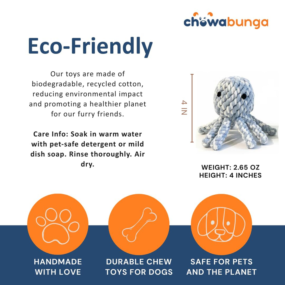 Chowabunga Ollie: corde coton écologique pour jouets durables et respectueux.