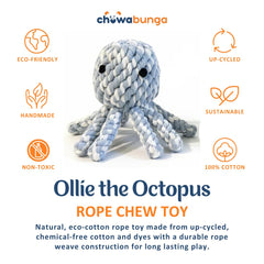 Chowabunga Ollie: couture artisanale et corde de coton pour mordilages sûrs.