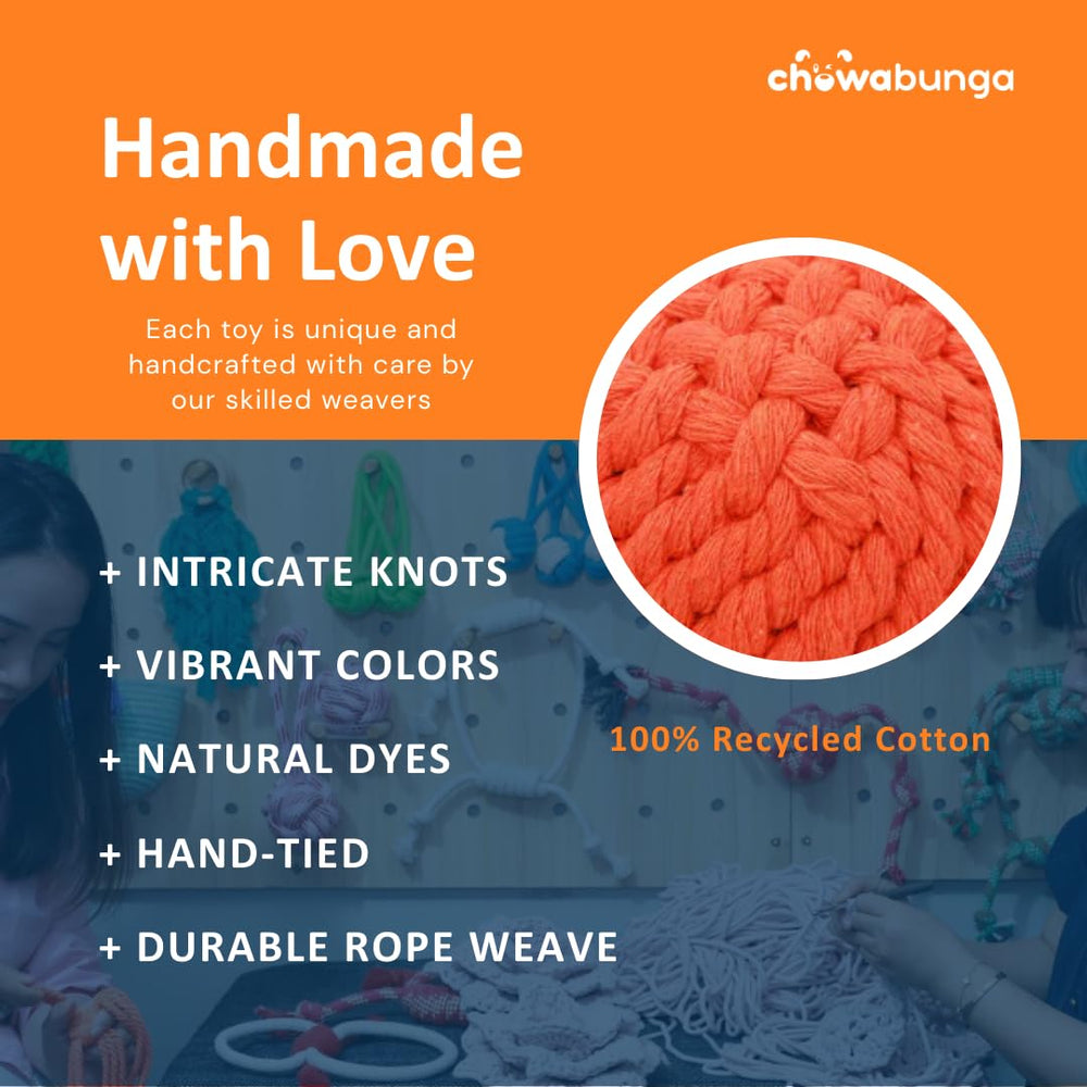 Corde recyclée en coton éco, jouet durable et respectueux de l'environnement.