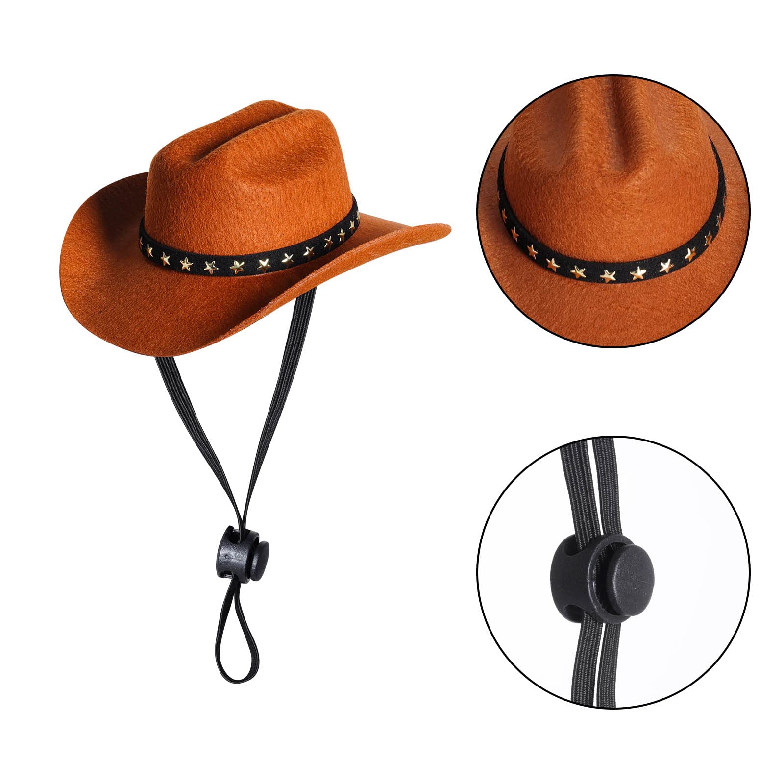 Choyaxo chapeau cow-boy animal brun taille S portée par un petit chien ou chat