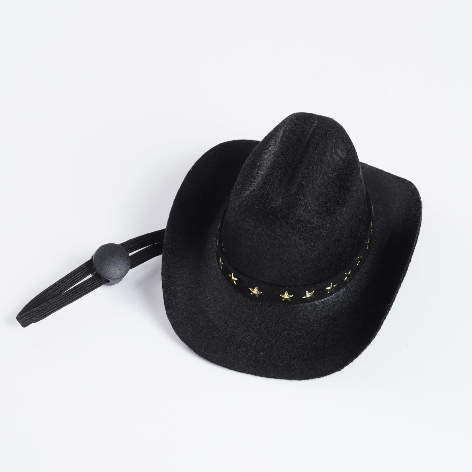 Choyaxo chapeau cowboy noir avec badge étoile dorée, style élégant.