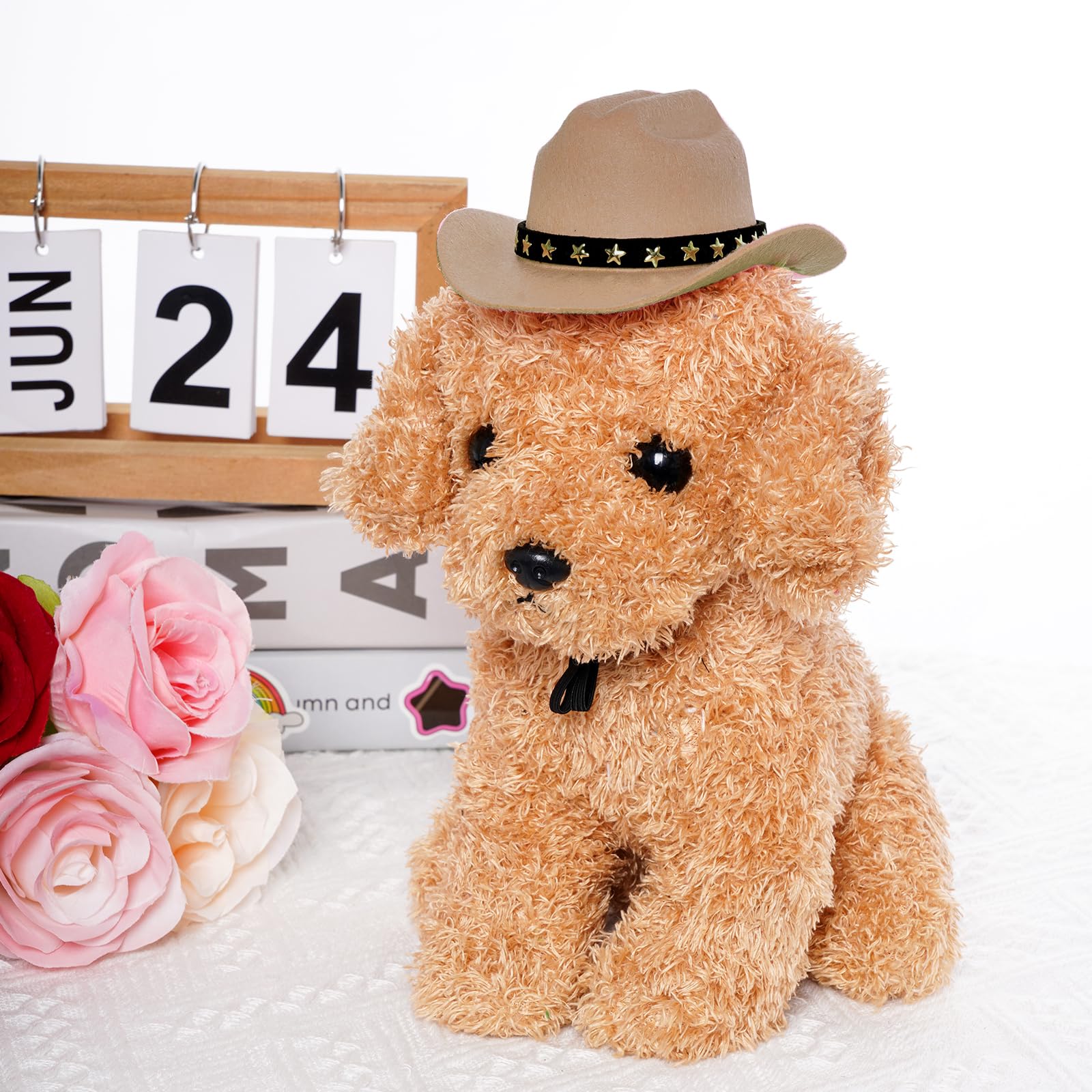 Choyaxo chapeau cowboy pour animal khaki grand, robuste et décoratif pour cosplay.