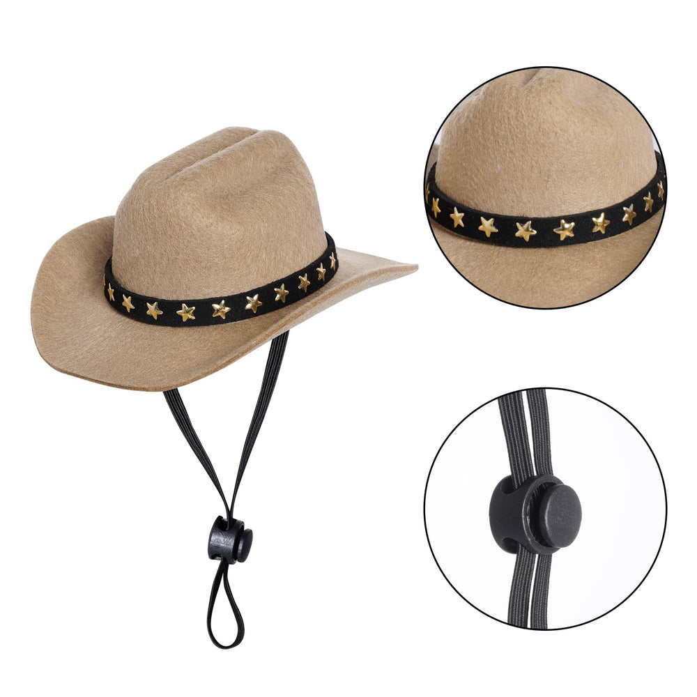 Choyaxo chapeau cowboy pour animal khaki moyen, ajustable, idéal pour fêtes et balades.