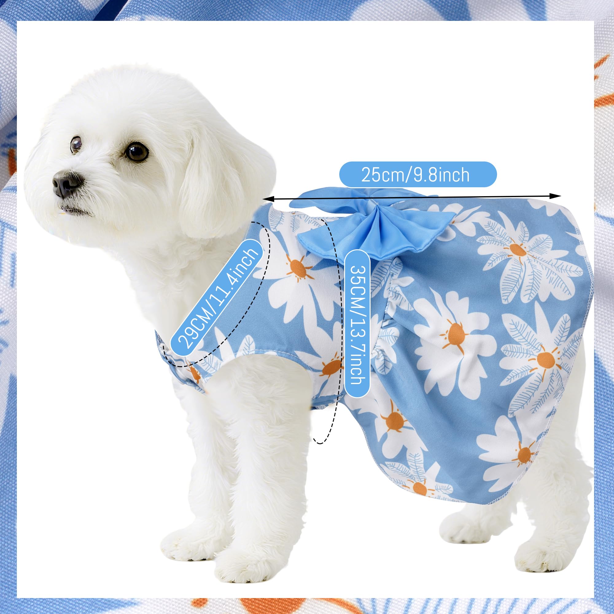 Robe bleu choyaxo pour chien, motif floral et tissu respirant.