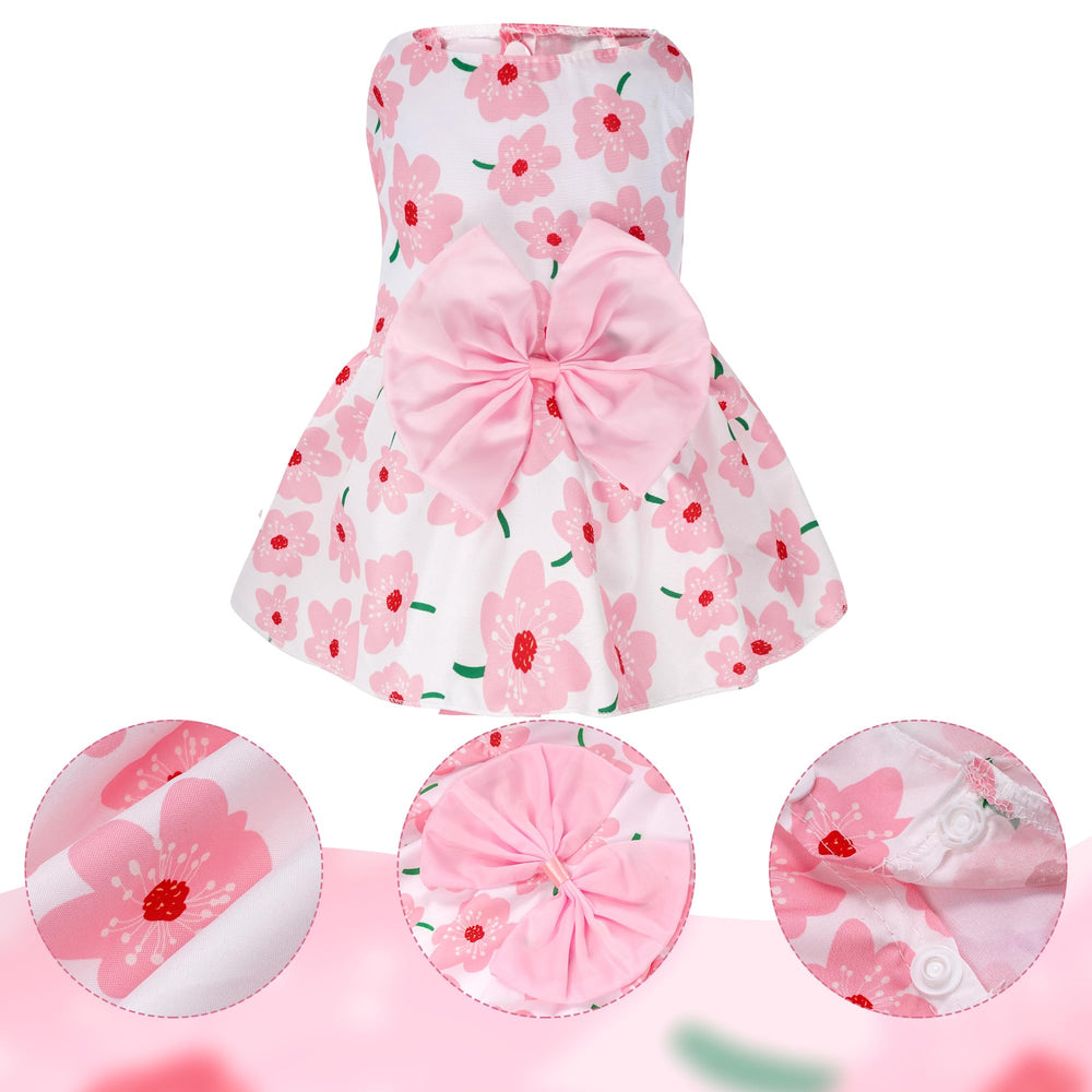 Choyaxo robe chien florale portée: idéale pour promenades et événements.