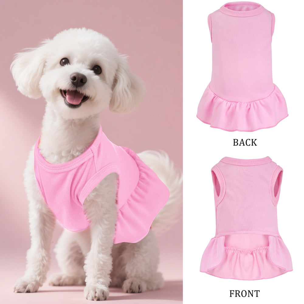 Robe Choyaxo pour petit chien sans manches rose, style facile à enfiler.
