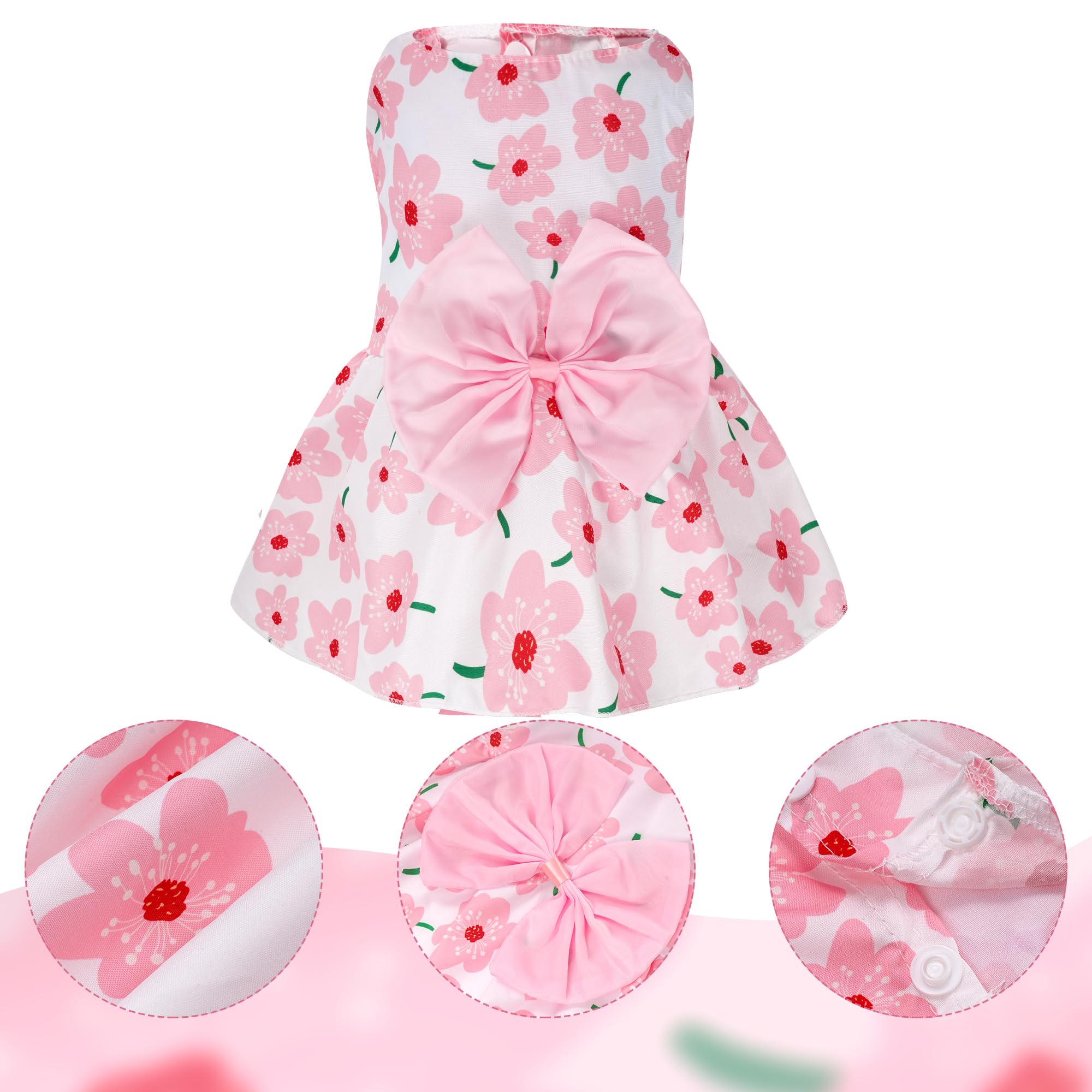 Robe rose et florale Choyaxo pour chien, facile à enfiler pour les promenades.