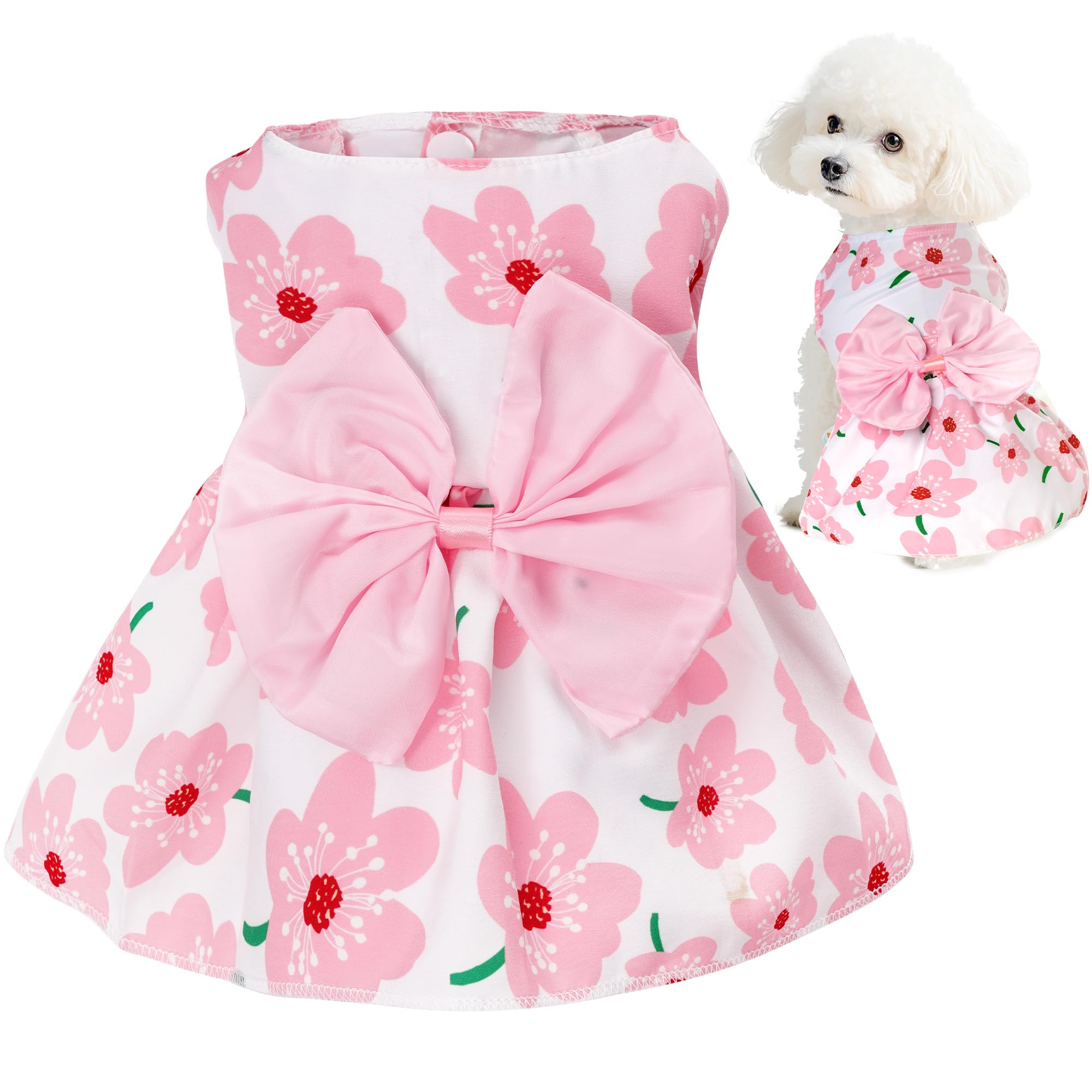 Robe florale choyaxo pour chien — vue avant, légère et confortable pour l'été.