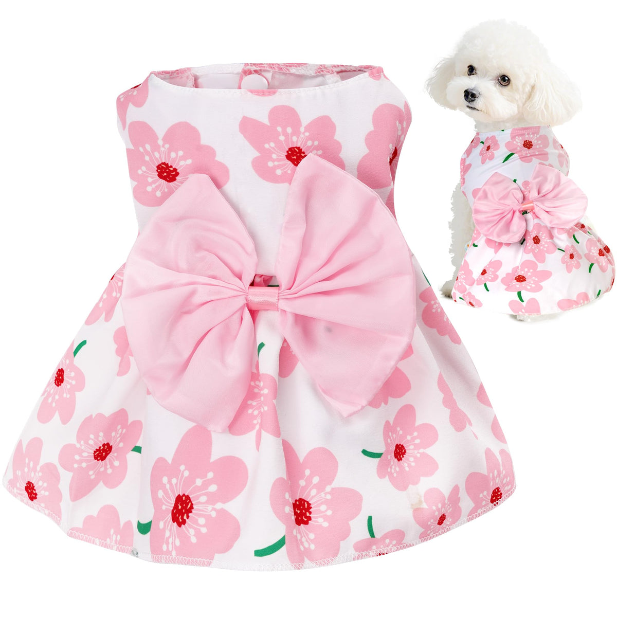 Robe florale choyaxo pour chien — vue avant, légère et confortable pour l'été.