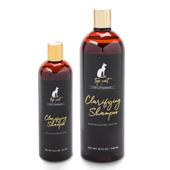 Shampoing clarifiant Top Cat avec mousse douce, démêlage et purification légère.