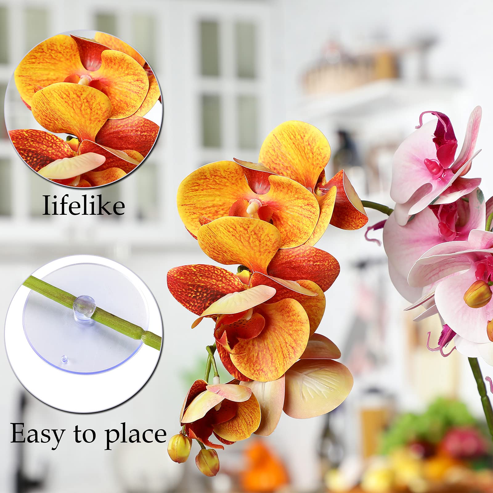 Décoration terrarium Chuangdi phalaenopsis 2 pièces pour reptiles, position flexible.