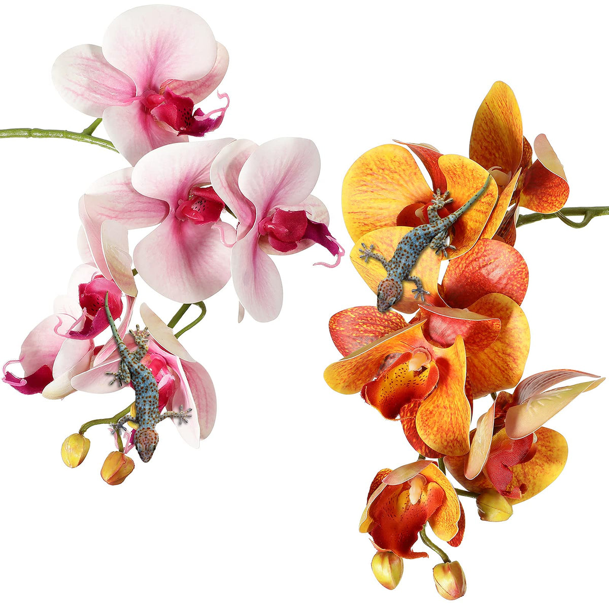 Phalaenopsis artificielle Chuangdi avec ventouse violette, adapté terrarium et ambiance apaisante.