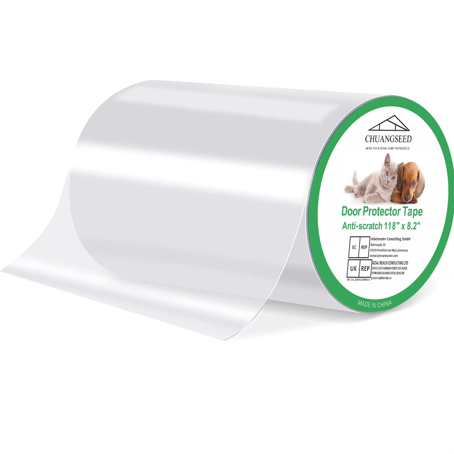 CHUANGSEED protecteur de porte griffes chien-chat, 118 x 8,2 pouces, limite les rayures.