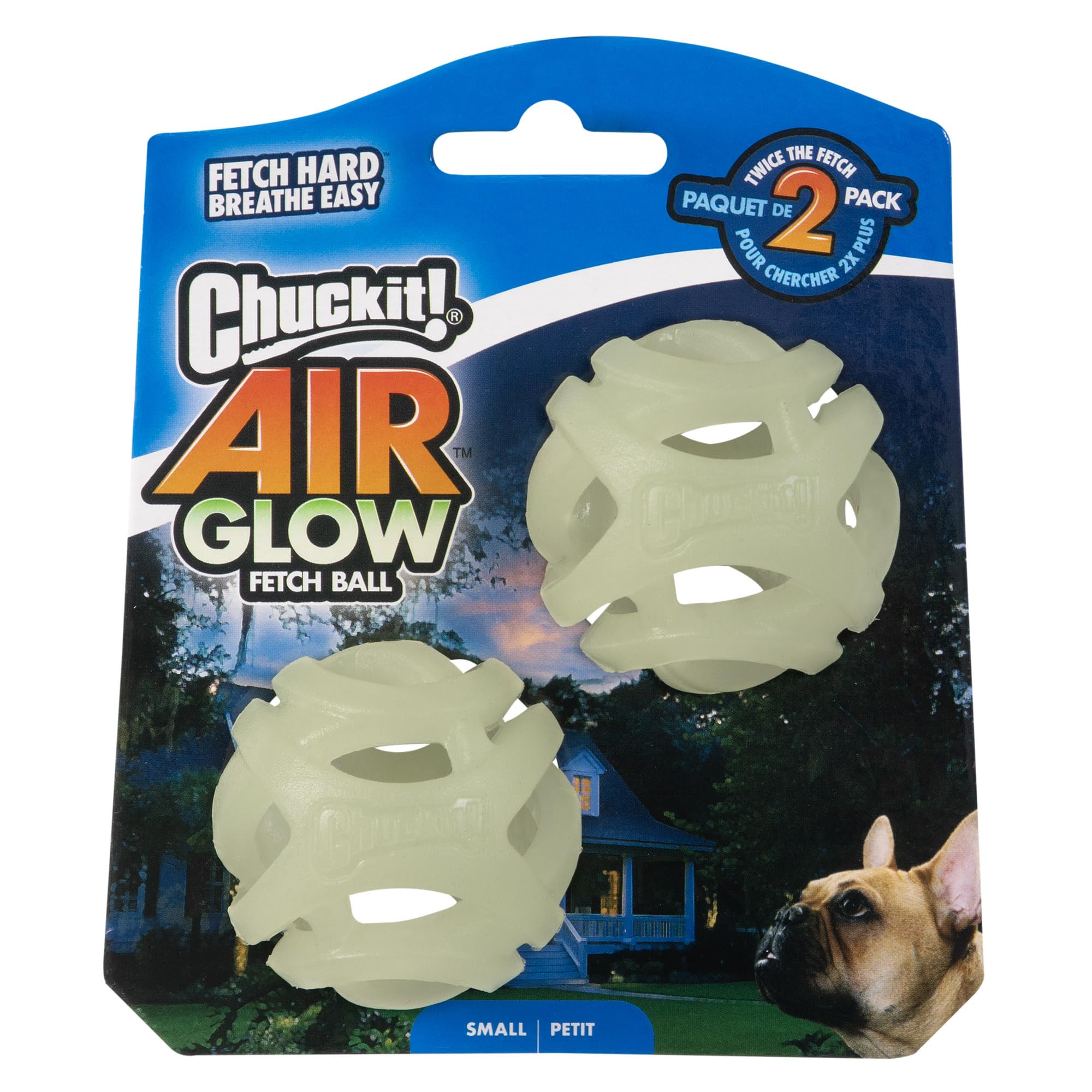 Chuckit Air Glow Ballon lumineux 2 pouces pour petits chiens, facile à transporter.