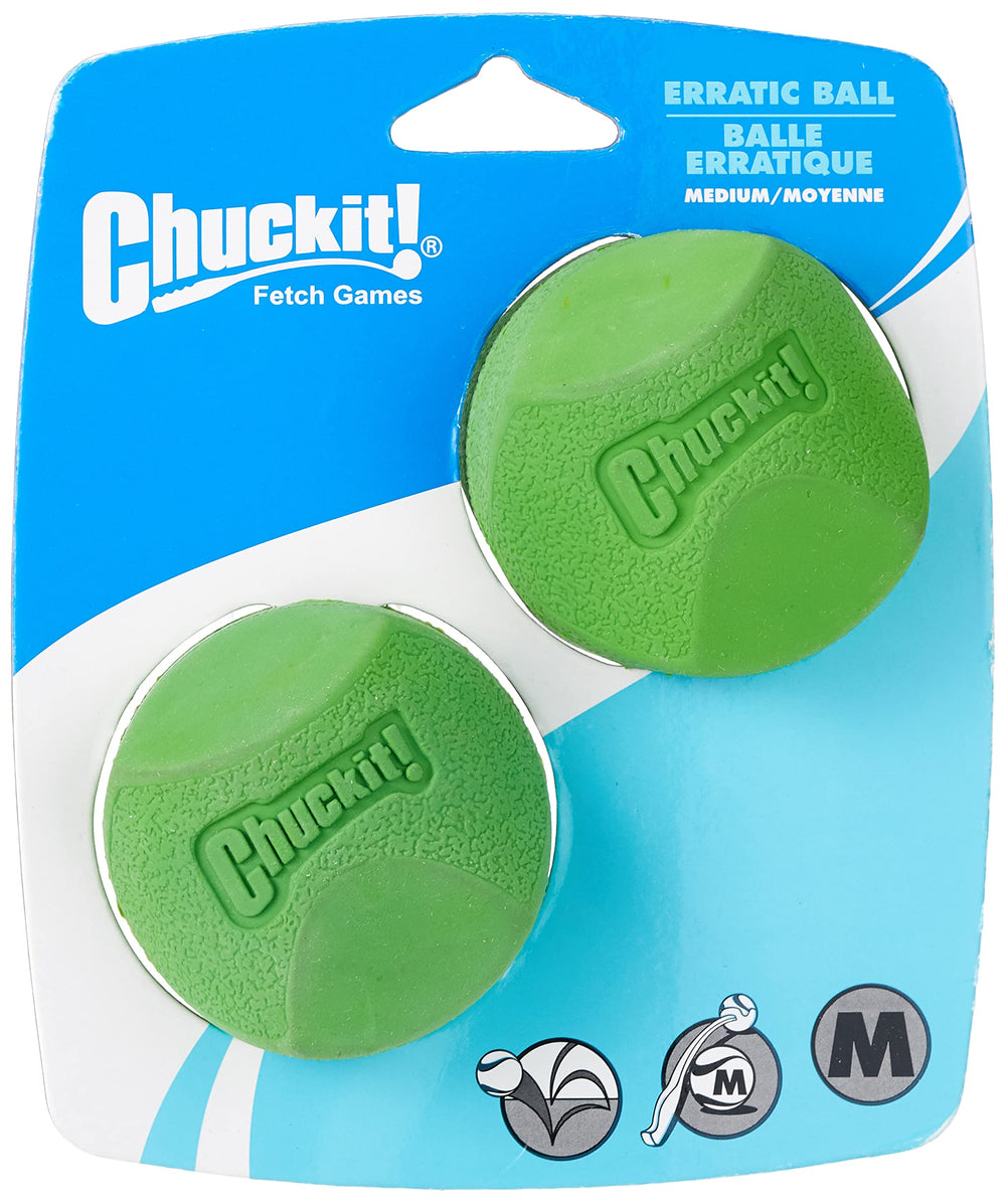 Chuckit! Erratic Ball moyenne 2,5 pouces — lot de 2 pour jeux intérieurs et extérieurs