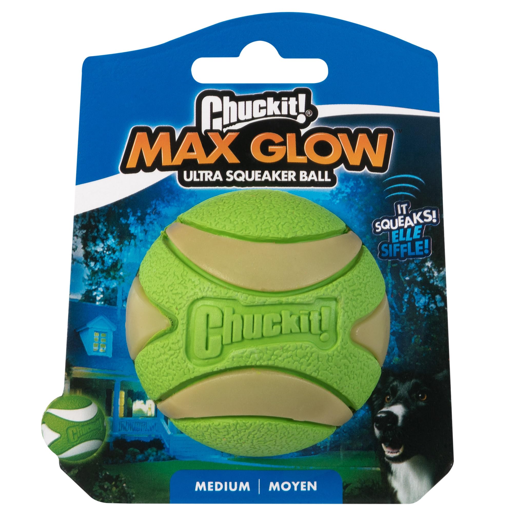 Balle Chuckit! avec sifflet Ultra Sécurité stimule l’attention pendant le jeu