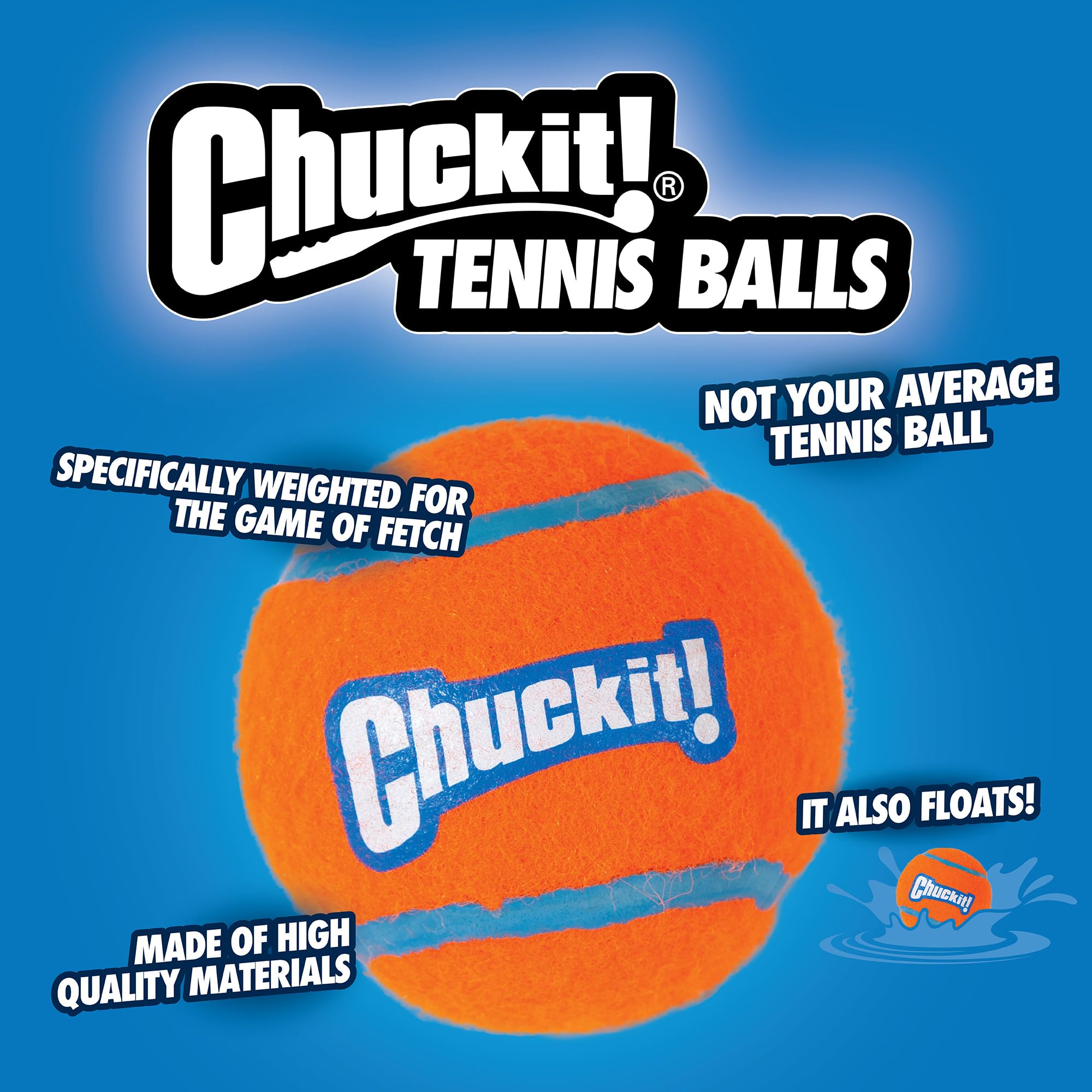 Chuckit! balle flottante, idéale pour la récupération aquatique.