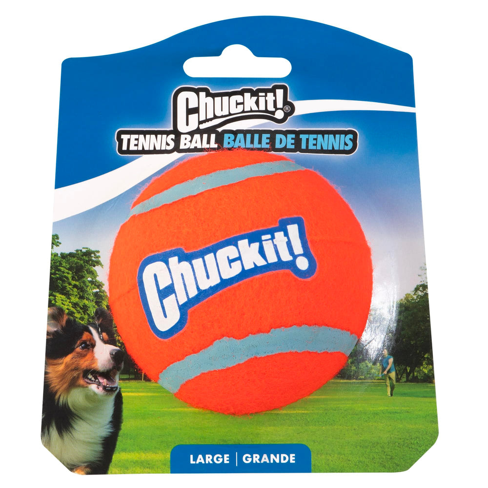 Balle Chuckit! grande 3 pouces, facile à repérer en extérieur pour le chien.