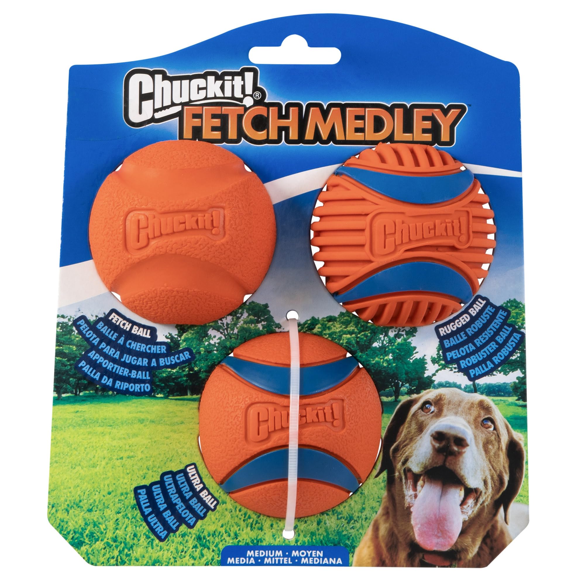 Ensemble Chuckit! de 3 balles, idéal pour des sessions de jeu dynamiques.