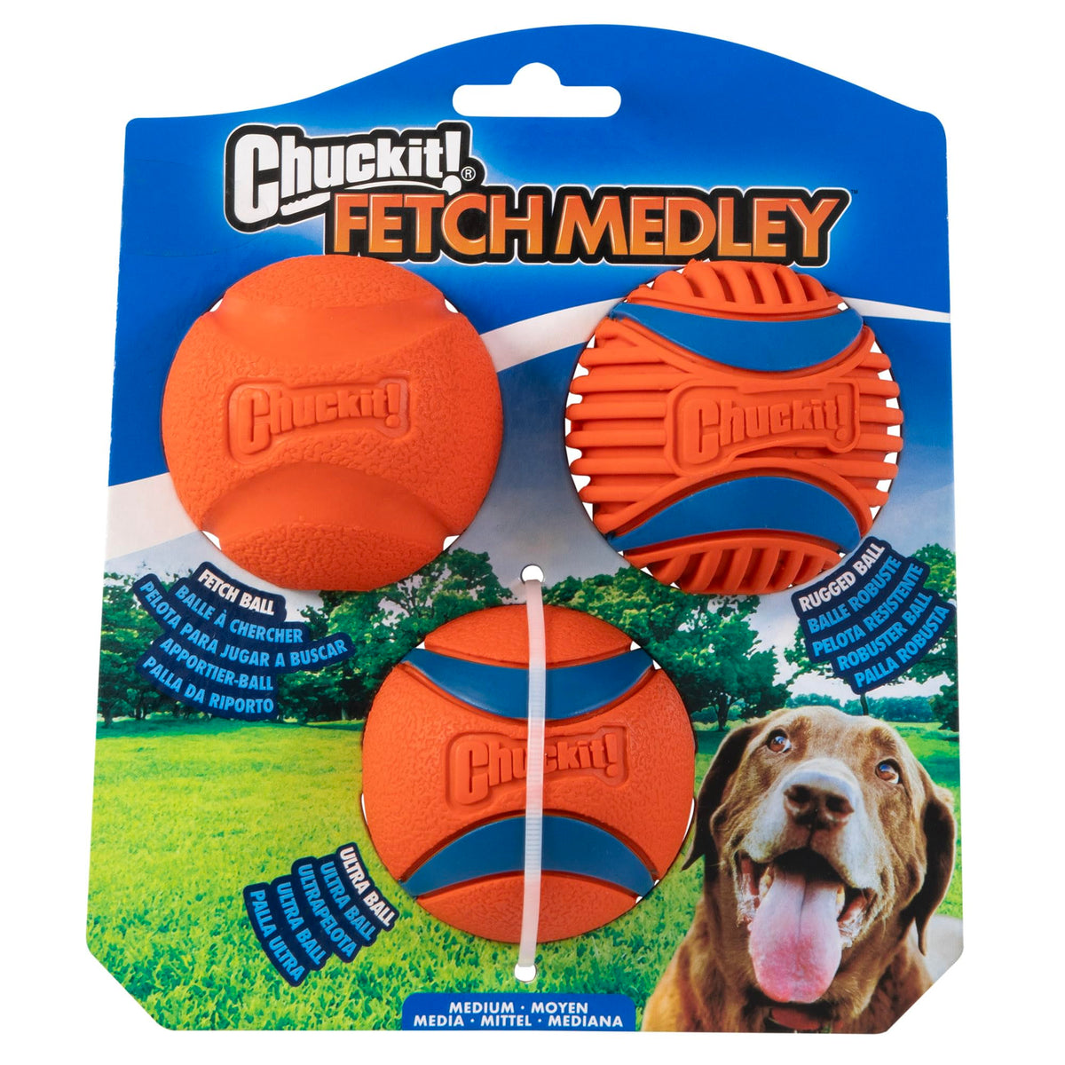 Ensemble Chuckit! de 3 balles, idéal pour des sessions de jeu dynamiques.