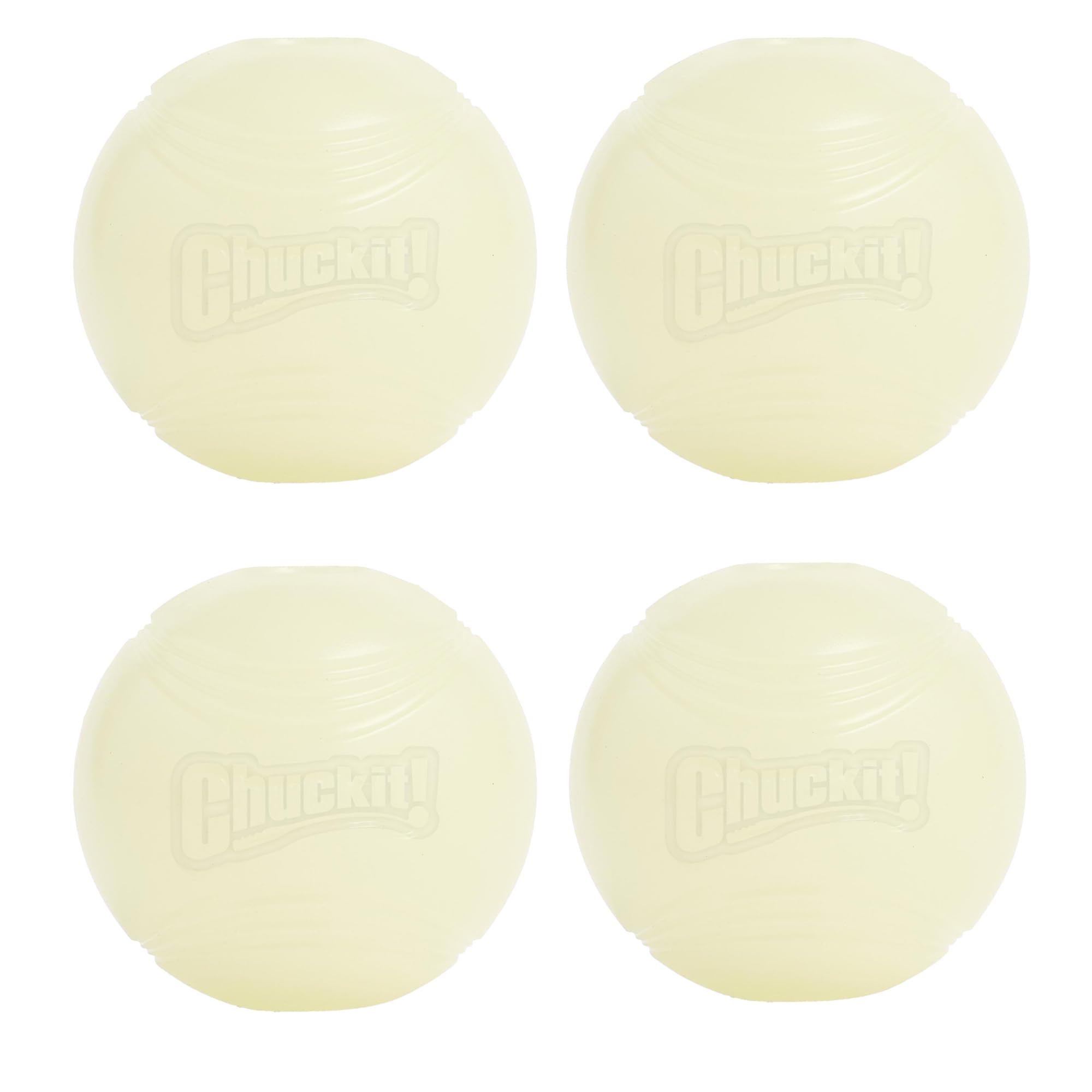 Boule lumineuse Chuckit pour chien sur fond sombre, jeu nocturne et récupération facile