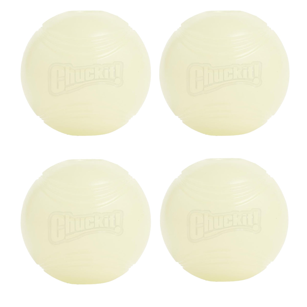 Boule lumineuse Chuckit pour chien sur fond sombre, jeu nocturne et récupération facile