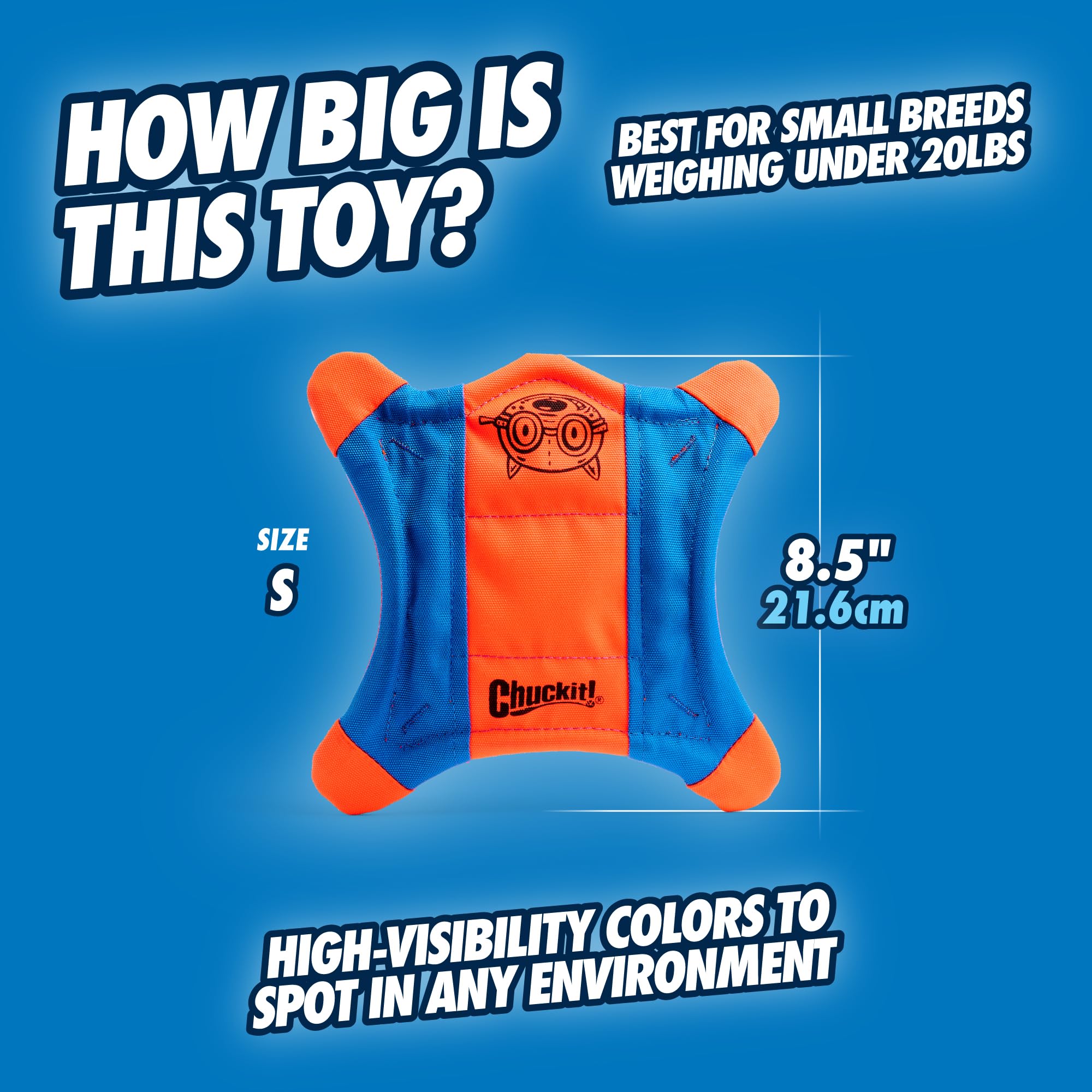 Chuckit Flying Squirrel, taille petite adaptée aux chiens de petite taille.