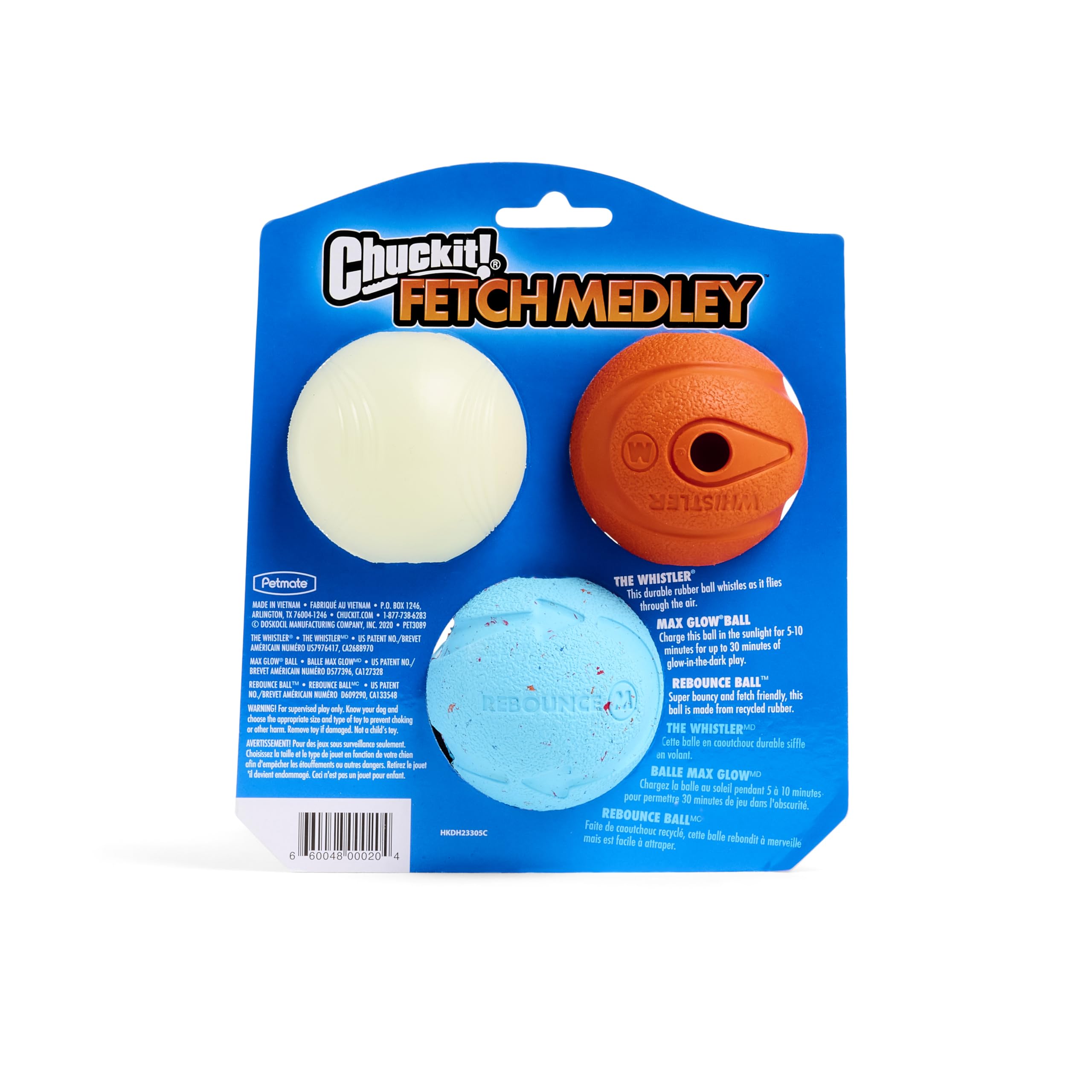 Chuckit Gen 1 Ensemble de trois balles, jeu varié.
