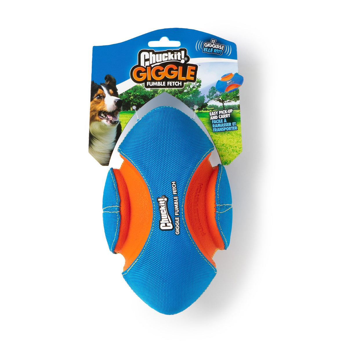 Balle Chuckit Giggle Fumble, diamètre de 7,9 po, idéale pour des séances de fetch dynamiques.