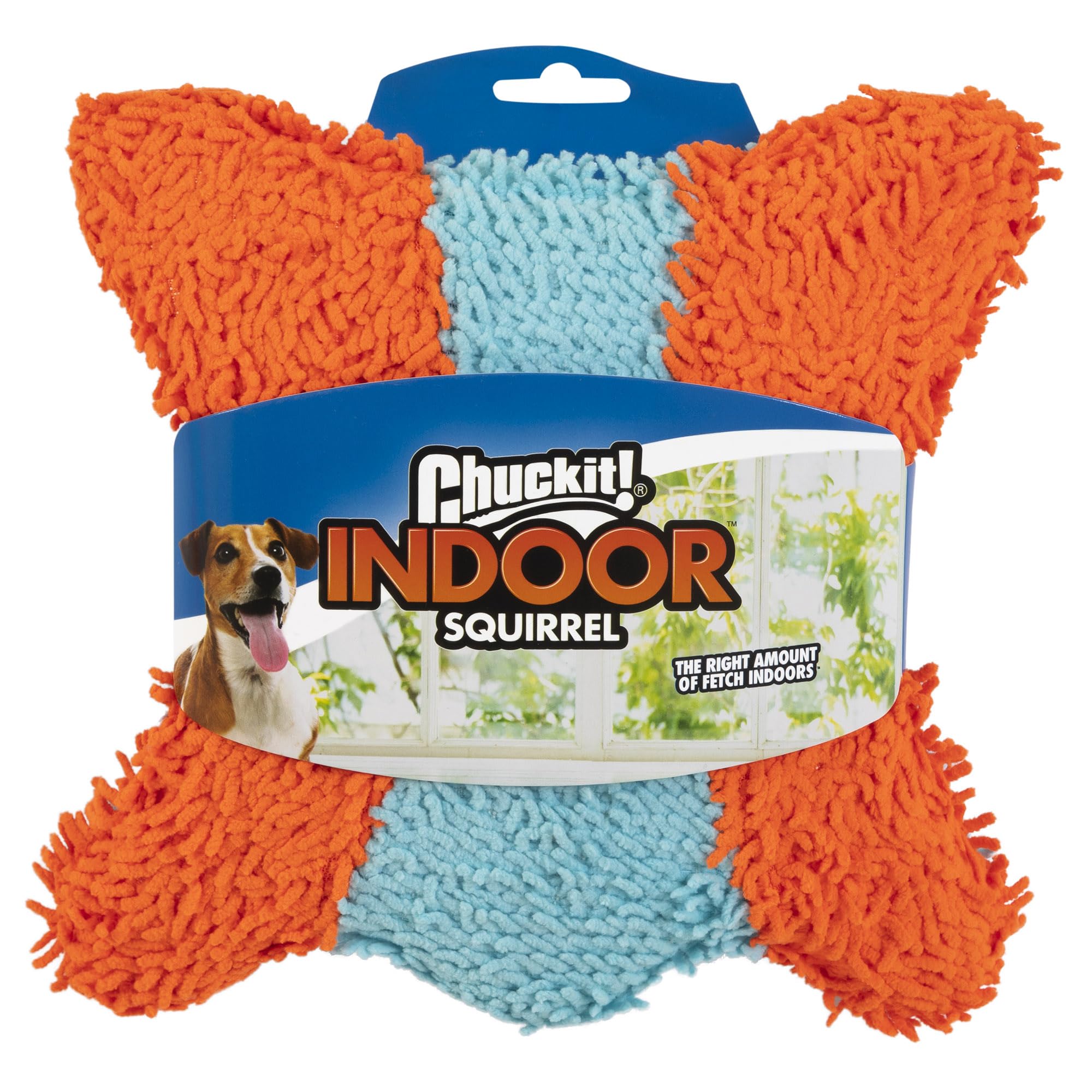 Chuckit! Écureuil intérieur avec face en chenille, jeu doux pour petits chiens.