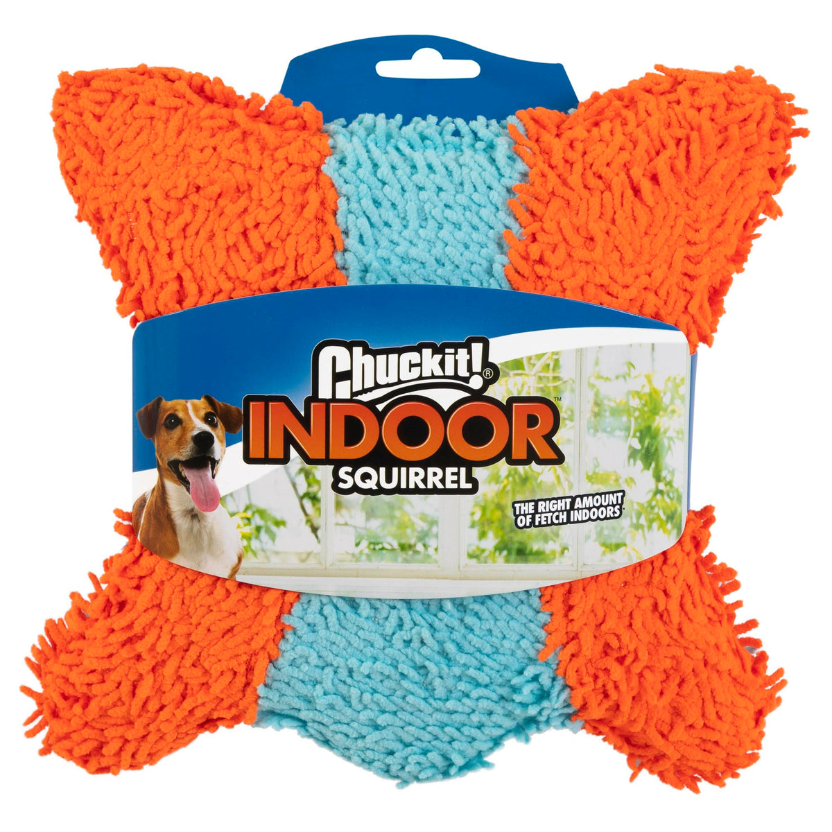 Chuckit! Écureuil intérieur avec face en chenille, jeu doux pour petits chiens.