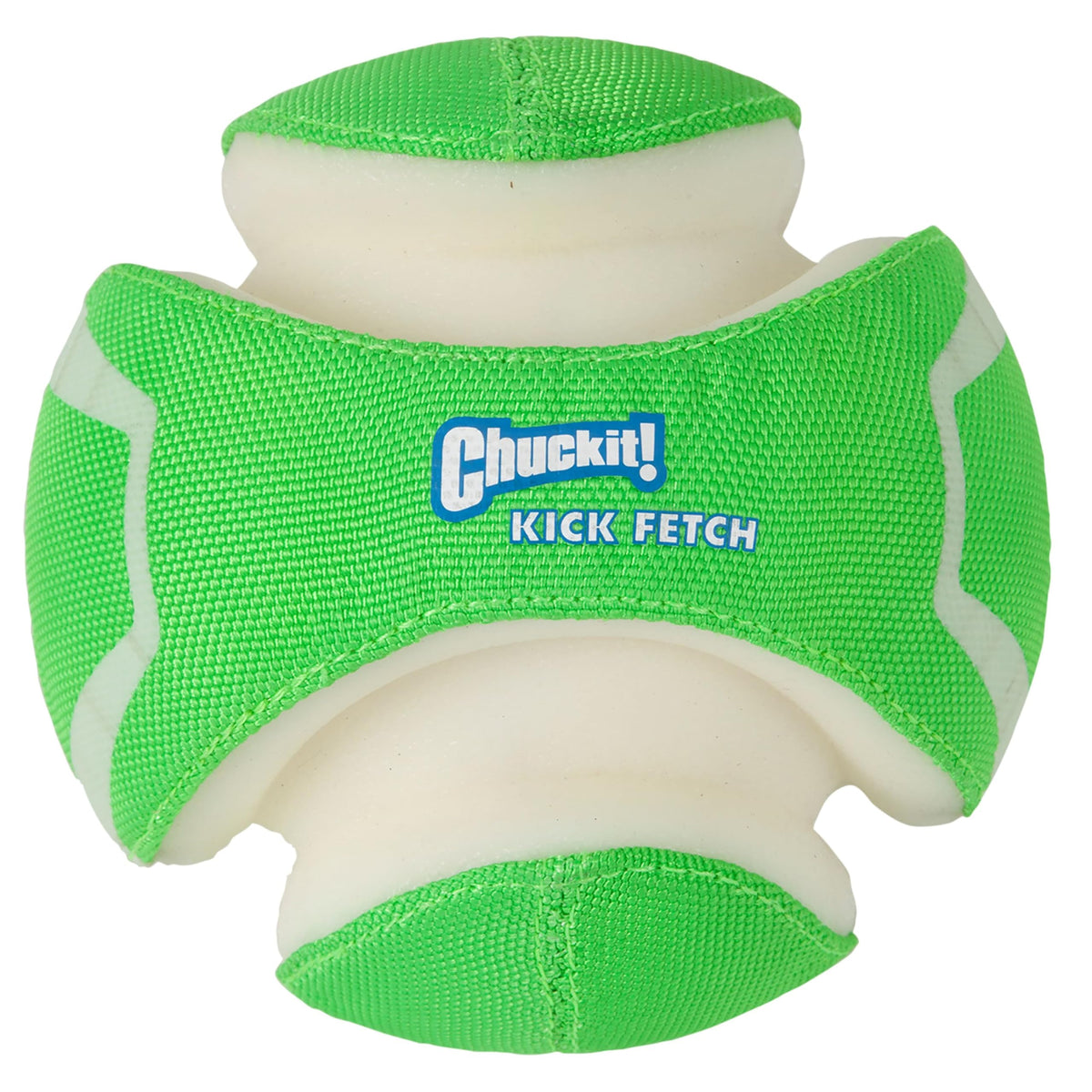 Balle ChuckIt Kick Fetch lumineuse pour jeux nocturnes et repérage facile.