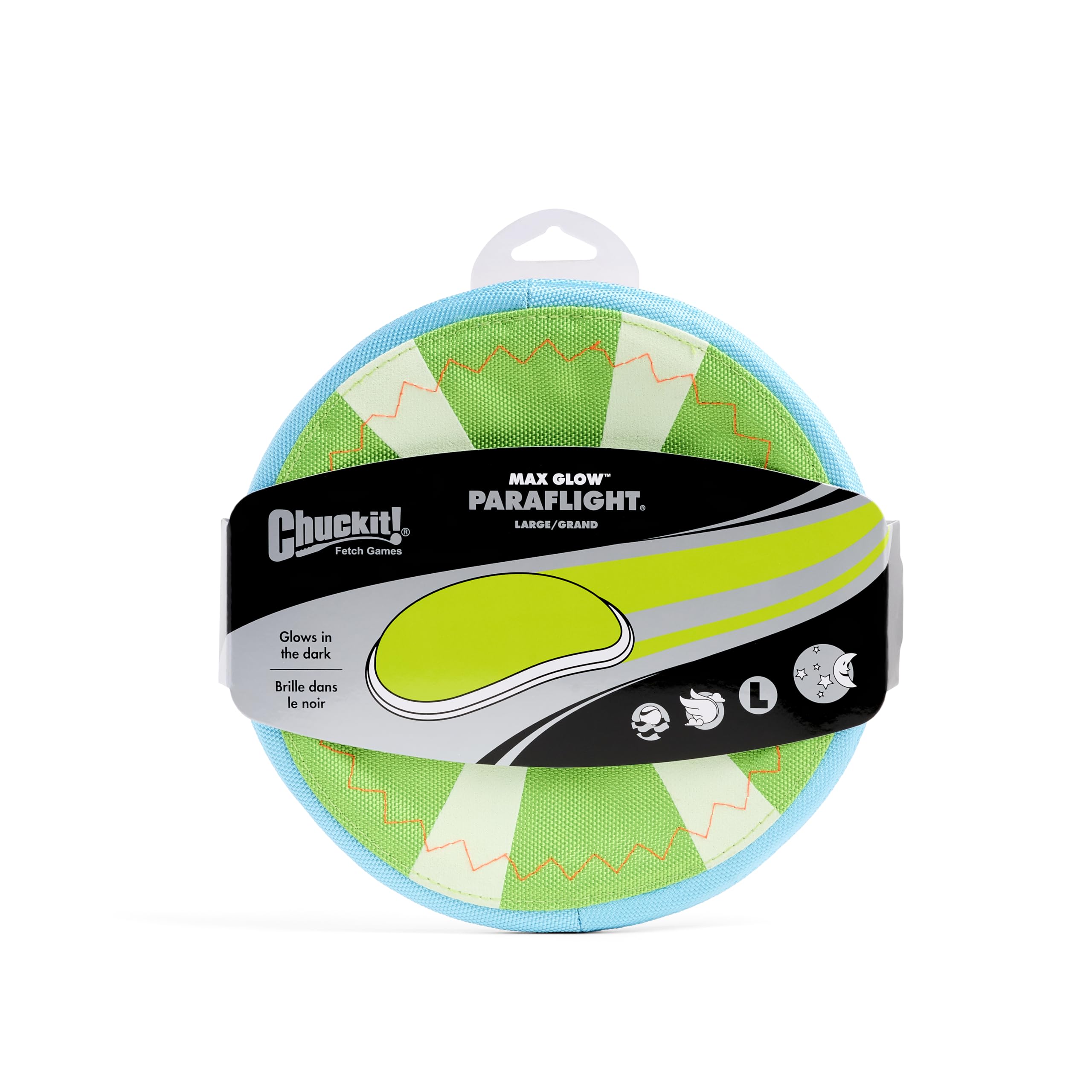 Chuckit! Max Glow Paraflight : disque lumineux durable en nylon multicouches