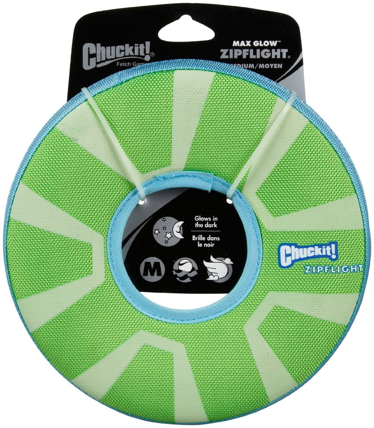 Chuckit! Max Glow Zipflight ensemble 2 packs, session lumineuse en extérieur.