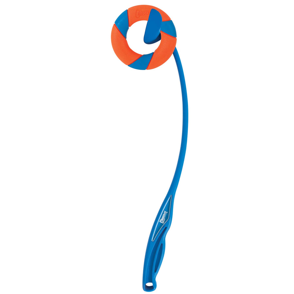 Chuckit RingChaser en action avec lanceur pour un fetch pratique et propre
