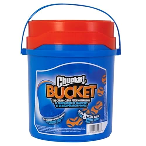 Seau de nettoyage Chuckit! avec couvercle et bol d'eau pratique.