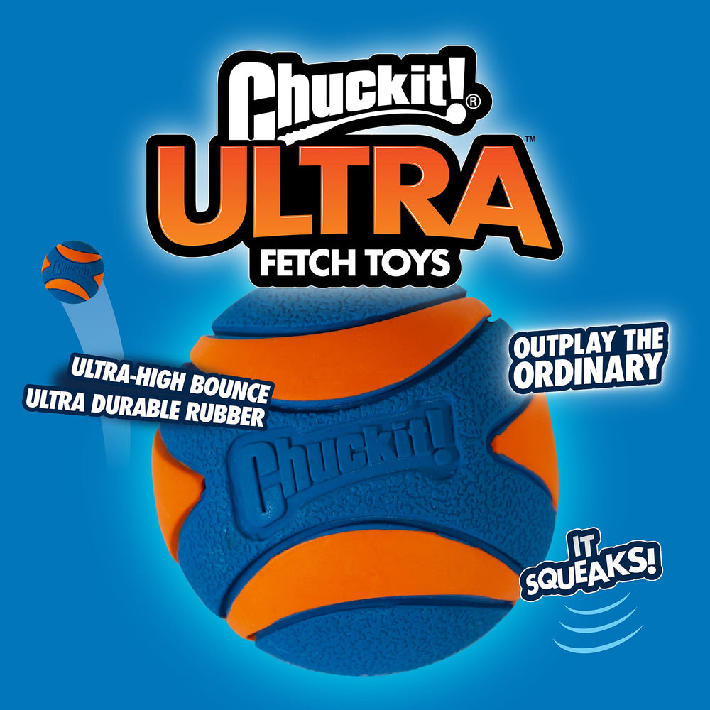 Chuckit Ultra Ball pack-4-balles: ensemble prêt pour plusieurs sessions.
