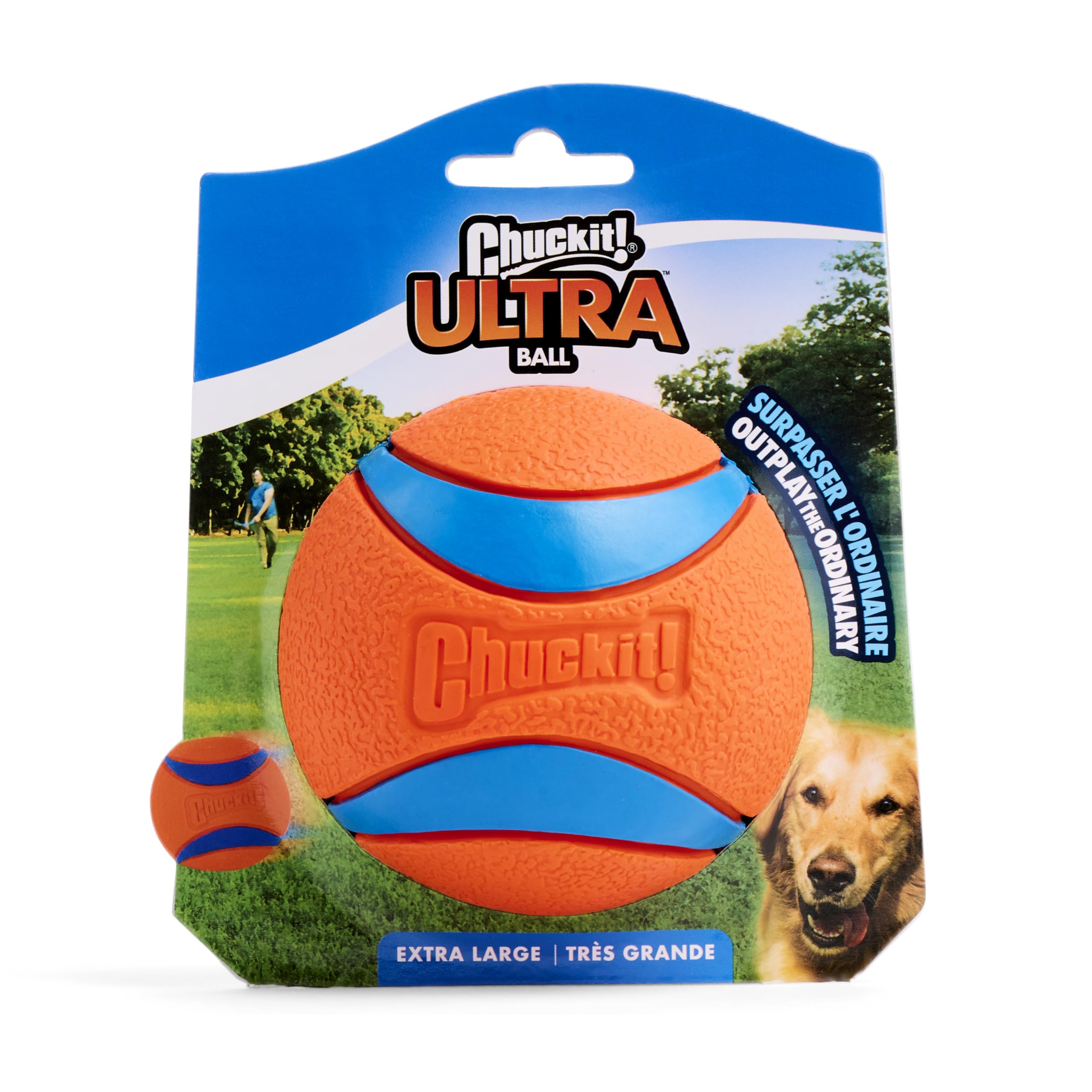 Surface texturée de la Chuckit! Ultra Ball XL pour une meilleure prise.