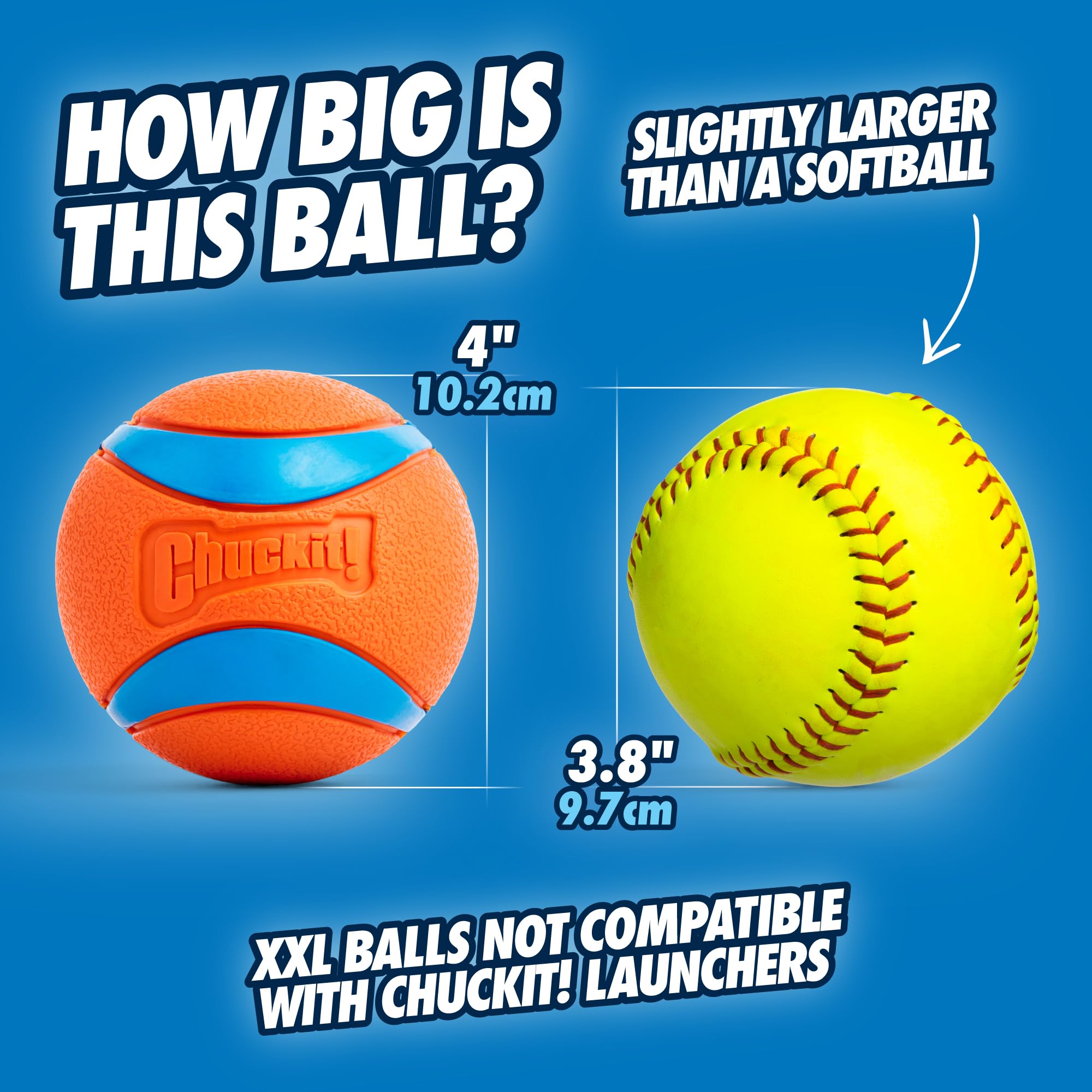 Chuckit Ultra Ball XXL, texture rugueuse pour une prise sûre pendant le jeu.