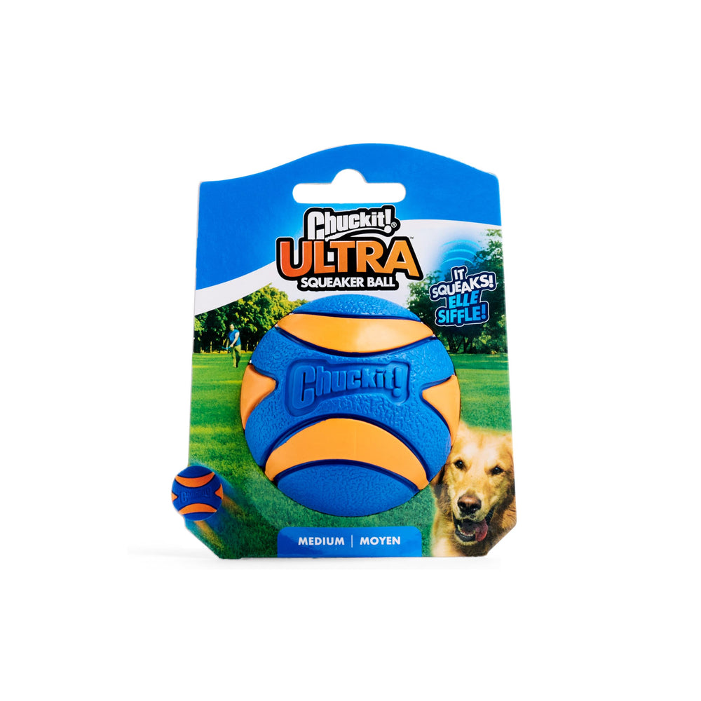Chuckit! Ultra Squeaker Ball durable, résistante aux morsures actives