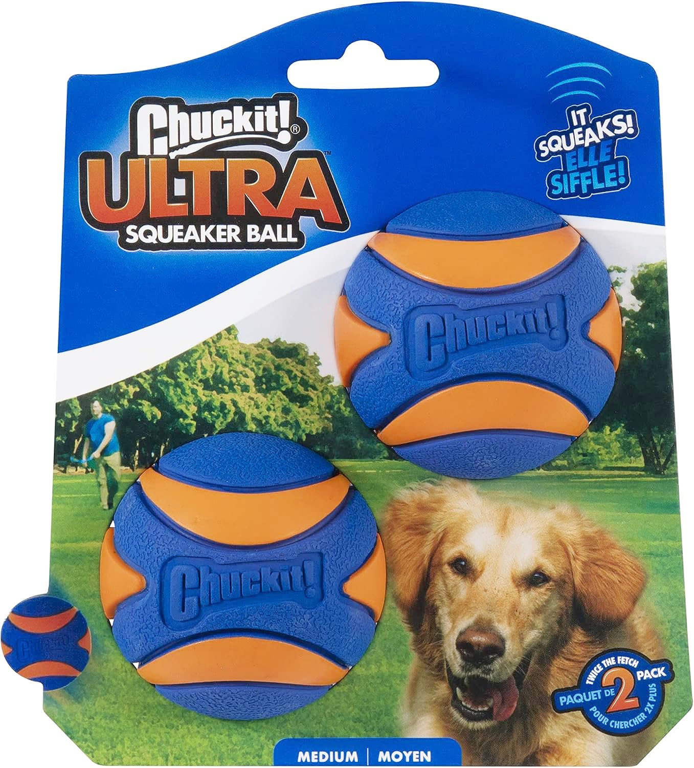 Chuckit! Ultra Squeaker balle qui fait du bruit, idéale pour le jeu de récupération.