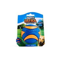 Balle Chuckit Ultra Siffleuse pour chien grand, rouge et attrayante lors du fetch.