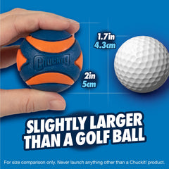 Chuckit! Ultra Squeaker Ball orange et bleu, attire l’attention des chiens.